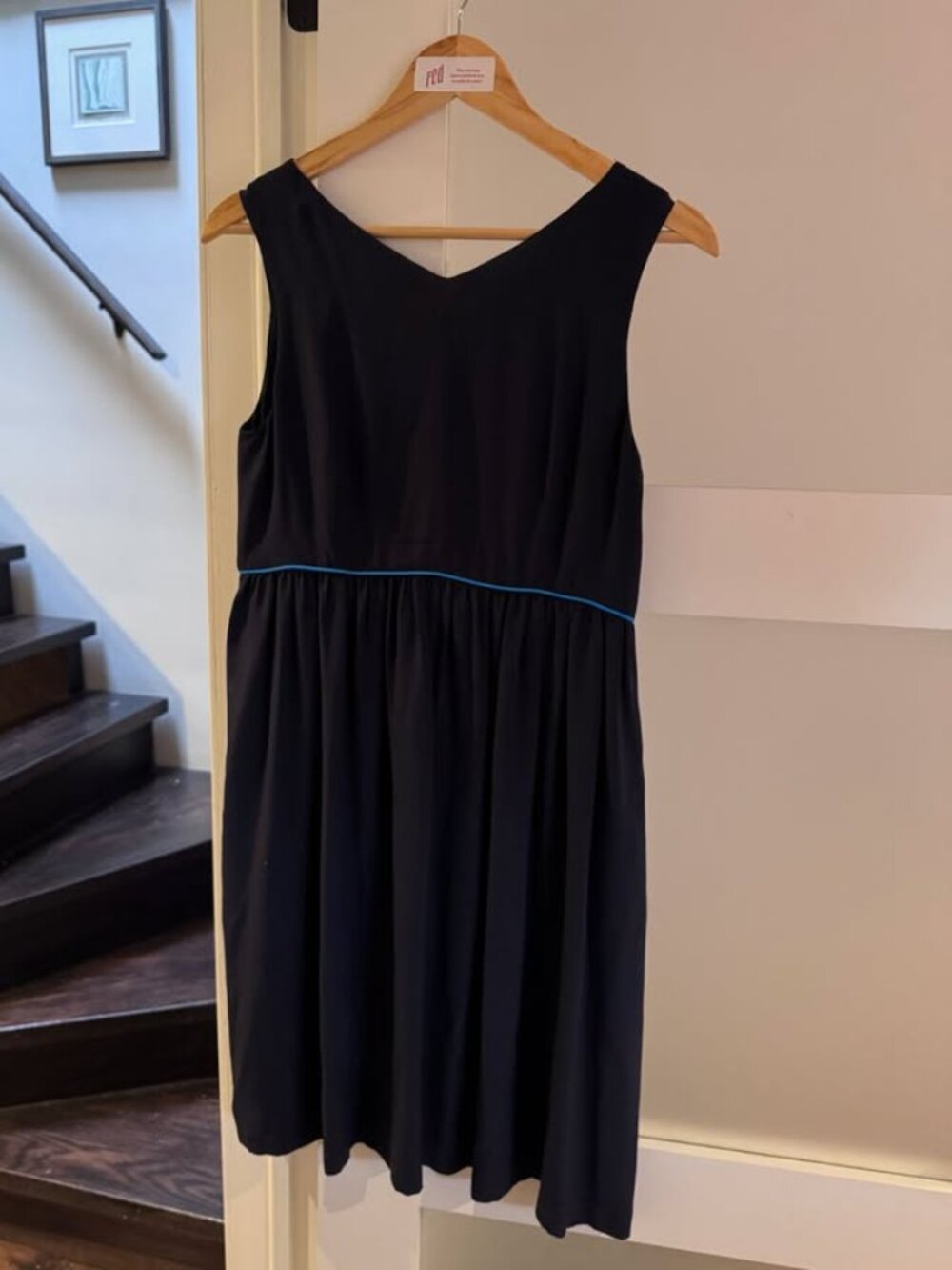 TOPSHOP 100% pure silk navy blue sleeveless midi dress Womens Size 6 Medium
